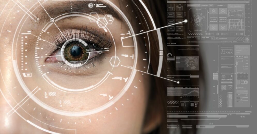 Een voorbeeld van hoe toegang via biometrie (irisscan) eruitziet